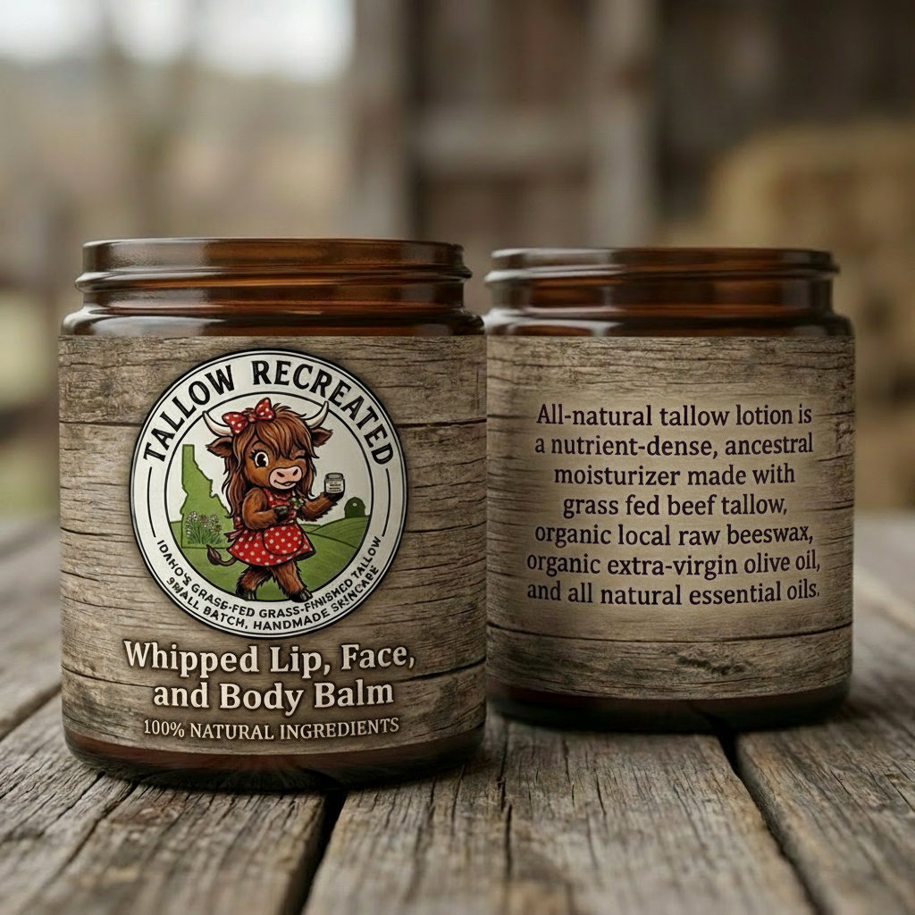 100% Natural Whipped Tallow Lip Face and Body Bomb